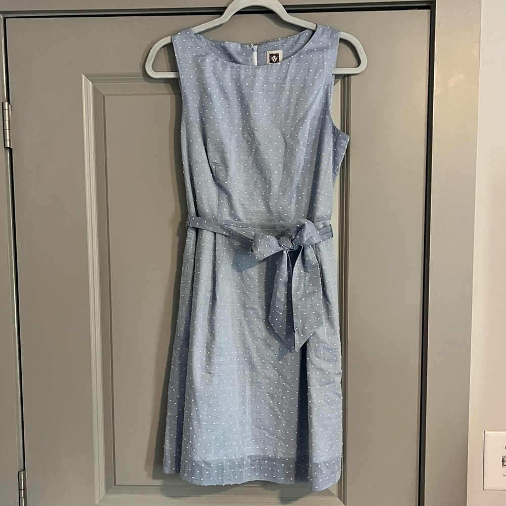 Elegant Blue Polka Dot Dress